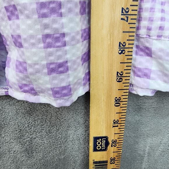 VTG Lati Fashion House Shirt Women LARGE Gingham Seersucker Pearl Snap Loungewea - Picture 7 of 10
